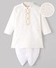 EARTHY TOUCH Cotton Woven Full Sleeves Schiffli Kurta & Dhoti Set - White
