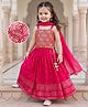 Babyhug Georgette Woven Sleeveless Floral Sequinned & Foil Printed Lehenga Choli Set With Dupatta - Fuchsia