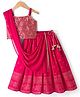 Babyhug Georgette Woven Sleeveless Floral Sequinned & Foil Printed Lehenga Choli Set With Dupatta - Fuchsia