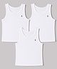 Pine Kids Cotton Lycra Knit Sleeveless Set Of Vests With Logo Print Pack Of 3 - White