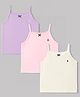 Pine Kids Cotton Lycra Knit Sleeveless Solid Slips With Bow Applique Pack Of 3 - Purple Pink & White