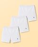 Pine Kids Cotton Lycra Knit Solid Cycling Shorts With Logo Print Pack Of 3  - White