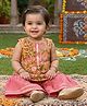 Kinder Kids Cotton Woven Sleeveless Floral Printed Kurti & Sharara Set - Mustard