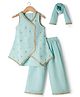 Babyhug Georgette Woven Sleeveless Embroidered & Sequinned Kurti Salwar with Dupatta - Sea Green