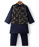 Babyhug Woven Full Sleeves Solid Kurta Pajama Set with Embroidered & Sequinned Jacket - Navy