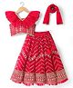 Babyhug Georgette Woven Short Sleeves Floral Embroidered & Sequinned Choli Lahenga Set with Dupatta - Red