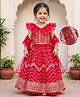 Babyhug Georgette Woven Short Sleeves Floral Embroidered & Sequinned Choli Lahenga Set with Dupatta - Red