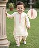 Babyhug Cotton Mix Woven Full Sleeves Foil Print Kurta & Dhoti Set - Off White