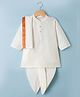 Babyhug Woven Full Sleeves Solid Colour Kurta Dhoti Mundu Set with Dupatta - Off White