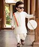 Babyhug Woven Full Sleeves Solid Colour Kurta Dhoti Mundu Set with Dupatta - Off White