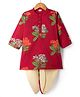 Babyhug 100% Cotton Woven Full Sleeves Floral Printed Kurta & Dhoti Set - Red