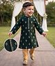 Babyhug Chanderi Woven Full Sleeves Floral Embroidered Kurta Pajama Set - Dark Green