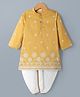 Babyhug Woven Full Sleeves Floral Embroidered Kurta Dhoti Set - Yellow