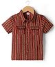 Babyhug 100% Cotton Woven Half Sleeves Striped & Printed Kurta - Maroon