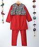 Twisha Kurta Pyjama With Printed Jacket Set - Red