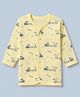 Child World Sinker Knit Full Sleeves Jhabla with Train Print - Lemon