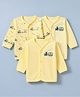 Child World Sinker Knit Full Sleeves Striped Jhablas with Train Print Pack of 3 - Lemon