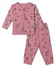 Child World Sinker Knit Full Sleeves Pyjama Co-Ords Set With Elephant Print - Rust Orange