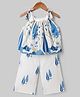 Teentaare Cotton Woven Sleeveless Kurta Churidar Set with Floral Print - Blue