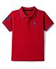 Pine Kids Cotton Knit Polo T-Shirt with Half Sleeves and Racing Print in Red for 6-7 Years