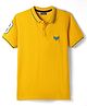 Pine Kids Cotton Knit Half Sleeves Polo T-Shirt with  Eagle Embroidered - Yellow