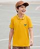 Pine Kids Cotton Knit Half Sleeves Polo T-Shirt with  Eagle Embroidered - Yellow