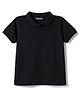 Pine Kids Cotton Knit Half Sleeves Solid Colour Polo T-Shirt - Black