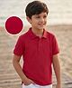Pine Kids Cotton Knit Half Sleeves Solid Colour Polo T-Shirt - Red