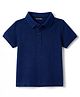 Pine Kids Cotton Knit Half Sleeves Solid Colour Polo T-Shirt - Navy Blue