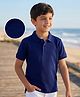Pine Kids Cotton Knit Half Sleeves Solid Colour Polo T-Shirt - Navy Blue