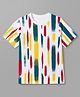Pine Kids Cotton Knit Half Sleeves T-Shirt with Vertical Brush Stroke Print - White