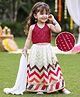 Babyhug Georgette Woven Sleeveless Sequin Embroidered & Lace Detailing Lehenga With Halter Neck Velvet Choli and Dupatta Set - Off White