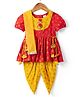 Saka Designs Cotton Woven Half Sleeves Floral Foil Printed Kurta & Dhoti Set With Dupatta - Mustard