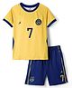 Pine Active Knit Half Raglan Sleeves Football Theme  Printed T-Shirt & Shorts Set - Yellow