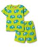 Babyhug Cotton Knit  Half Sleeves Co-Ords T-Shirt & Shorts Night Suit with Elephant Print - Green