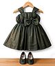Bluebell Tissue Woven Sleeveless Party Dress With Bow Applique & Booties - Olive Green