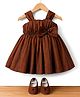 Bluebell Tissue Woven Sleeveless Party Dress With Bow Applique & Booties - Brown
