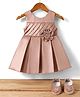 Bluebell Stain Woven Sleeveless Party Dresses With Bow Applique - Brown