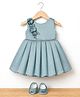 Bluebell Sleeveless Satin Woven Sleeveless Party Dress With Floral Applique - Light Green