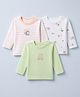 Babyhug 100% Cotton Interlock Knit Full Sleeves Infant Tee With Elephant Print Pack Of 3 - Peach Green & White