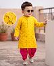 Babyhug Georgette Woven Full Sleeves Sequin Embroidered Kurta Dhoti Set - Red & Yellow