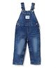 Bonfino Cotton Elastane Woven Sleeveless Denim Dungaree With Label Detail - Blue
