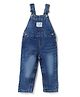 Bonfino Cotton Elastane Woven Sleeveless Denim Dungaree With Label Detail - Blue