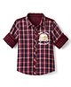 Babyoye Cotton Woven Full Sleeves Checks Shirt with Vehicle Applique - Red