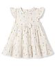 Babyhug Woven Half Sleeves Floral Printed Tiered Frock With Bow Applique - White