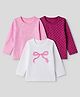 Babyhug 100% Cotton Knit Full Sleeves T-shirts With Bow Print Pack of 3 - Pink & White