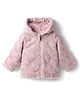 Babyhug Woven Full Sleeves Solid Colour Fur Jacket with Hood - Light Pink