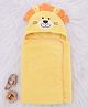 Babyhug Cotton Knit Microfiber Hooded Towel With Lion Embroidery L 77 x B 74.5 cm - Yellow