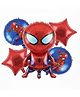 Flick In Spiderman Theme 5 Pc Foil Balloon Set for Kids Birthday Decoration | Superhero Party Decoration Balloons for Boys Birthday Party