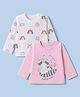 Doodle Poodle 100% Cotton  Single Jersey Knit Full Sleeves T-Shirts with Animal Print Pack of 2 - Light Pink & White